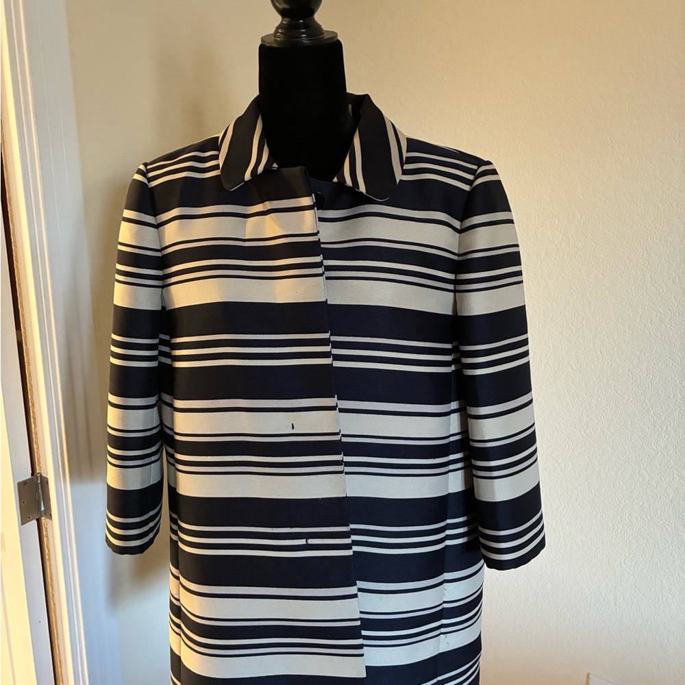 Ann Taylor Striped Blazer in Navy and Cream